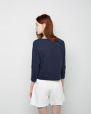 Cropped Quarter Sleeve Boatneck Tee