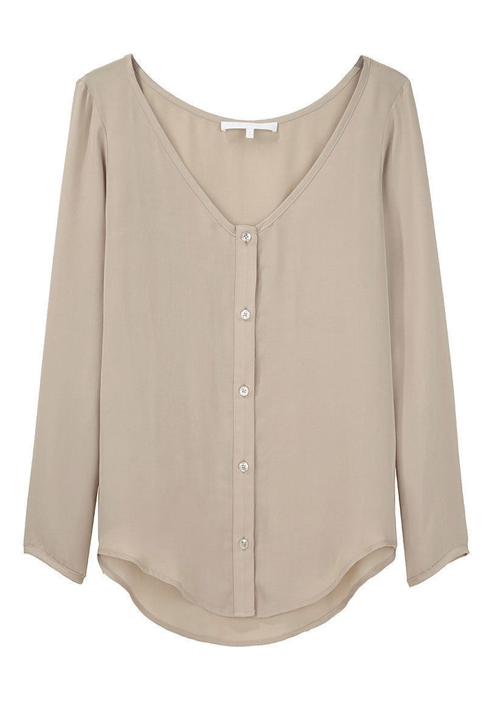Scoop Neck Button Blouse