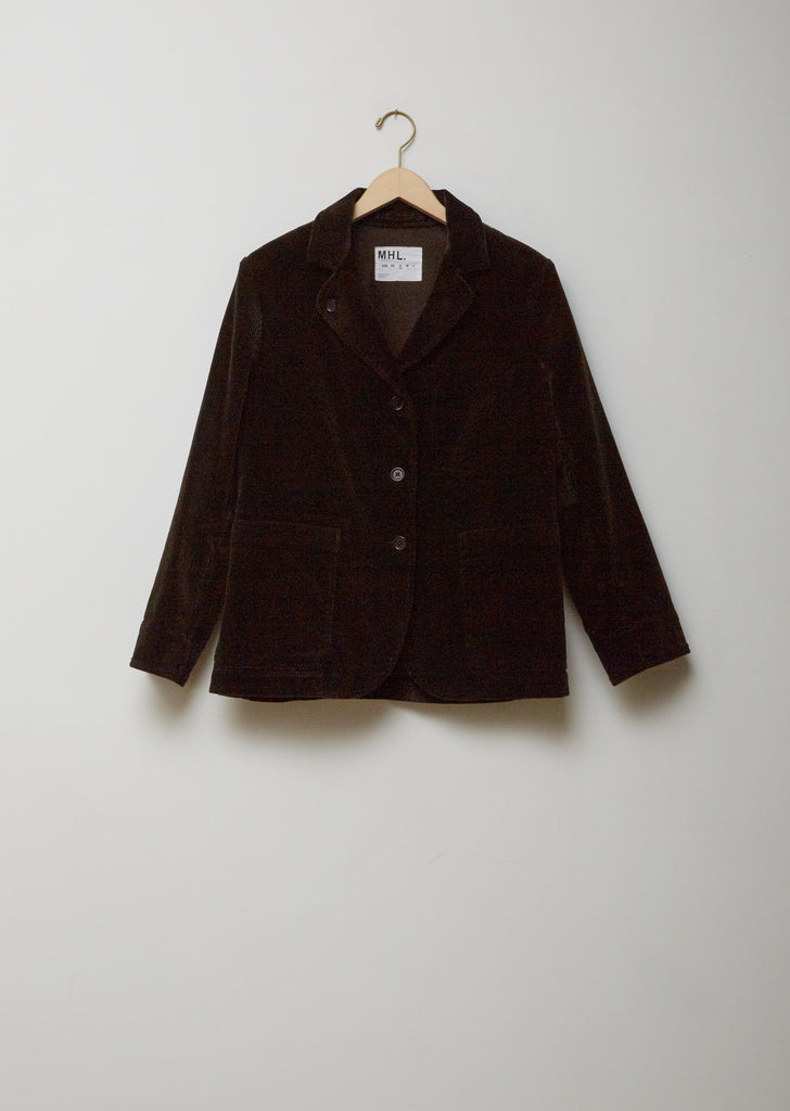 Asymmetric Collared Corduroy Blazer