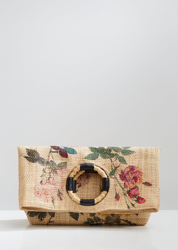 Rosae Handwoven Raffia Printed Tote