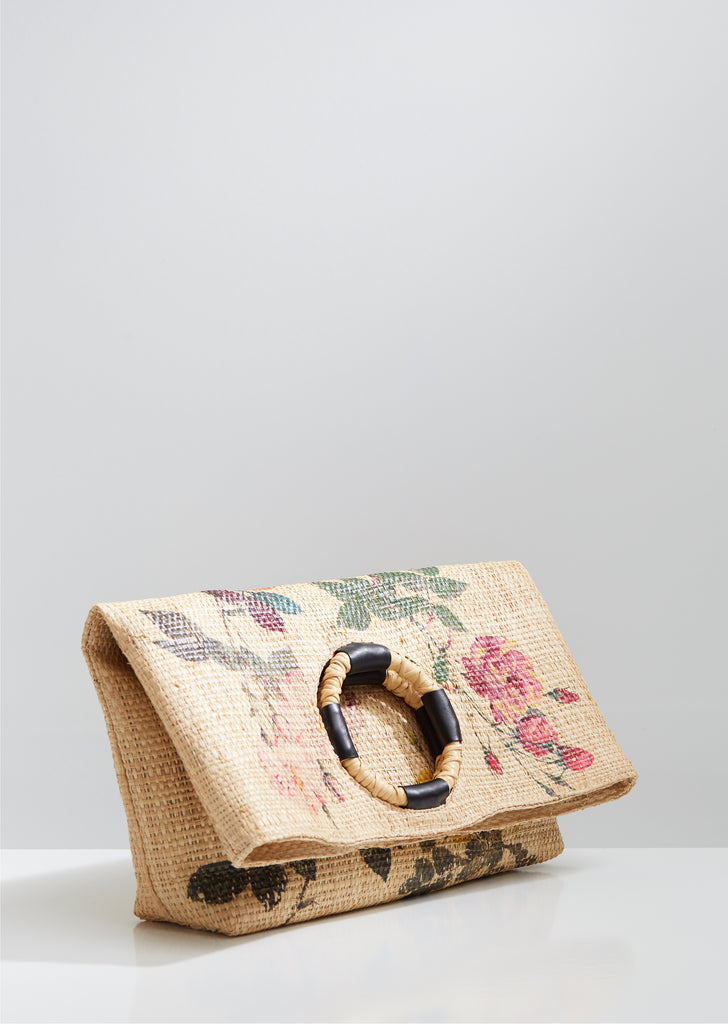 Rosae Handwoven Raffia Printed Tote