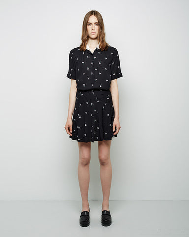 Daisy Embroidered Pleated Mini