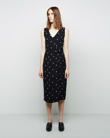 Daisy Embroidered Wrap Dress