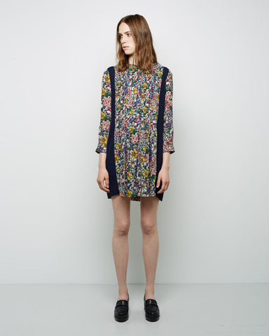 Floral Blocked Trapeze Dress