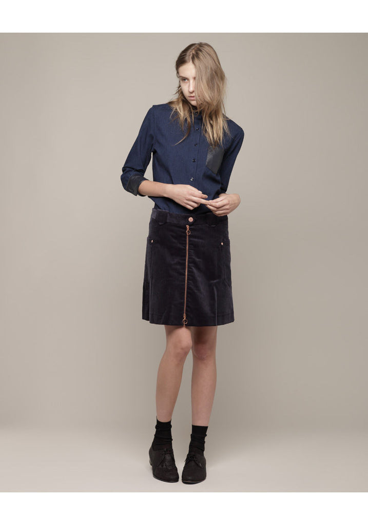 Corduroy Zip Skirt