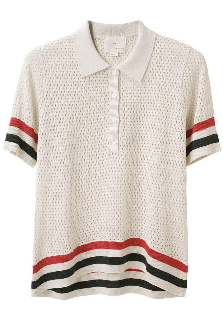 Striped Mesh Polo