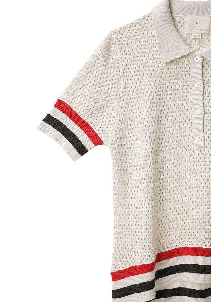 Striped Mesh Polo