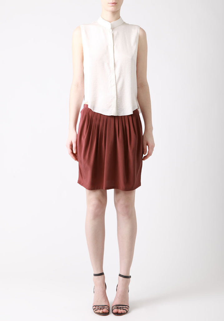 Pleated Silk Mini Skirt