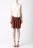 Pleated Silk Mini Skirt