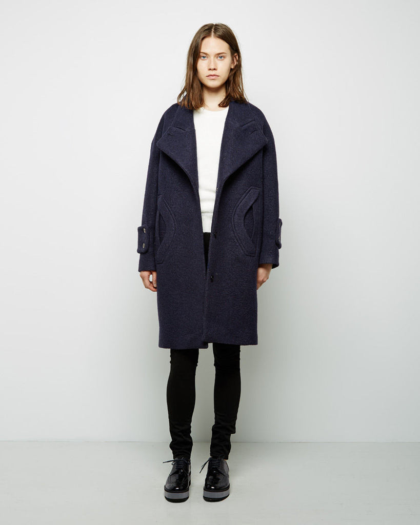Crushed Wool Cocoon Coat