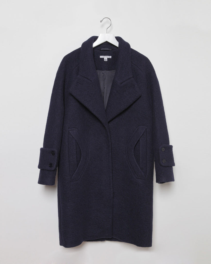 Crushed Wool Cocoon Coat