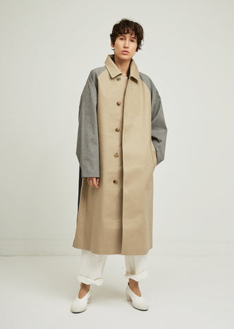 Single Breasted Color Blocked Trench Coat