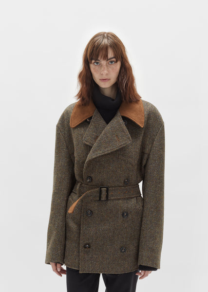 Herringbone Felt Belted Jacket by Maison Margiela- La Garçonne