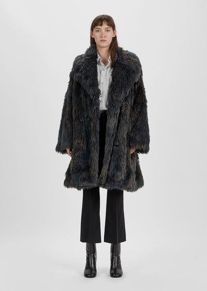 Melange Faux Fur Coat by MM6 Maison Margiela- La Garçonne