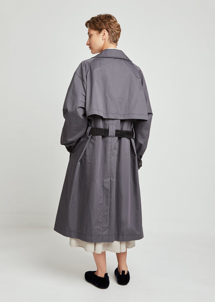 【NEHERA】COTTON TWILL MODERN TRENCH COAT Oversized Cotton Twill Trench Coat by Nehera- La Garçonne