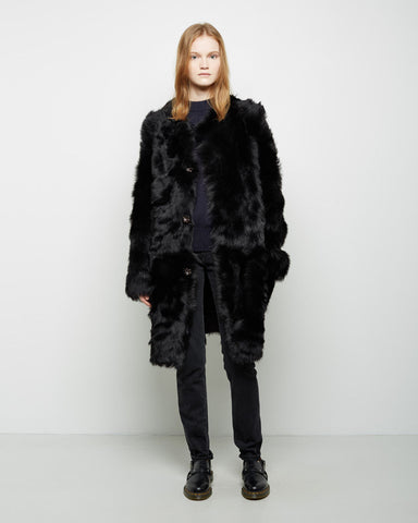 Shearling Coat with Bauble Buttons