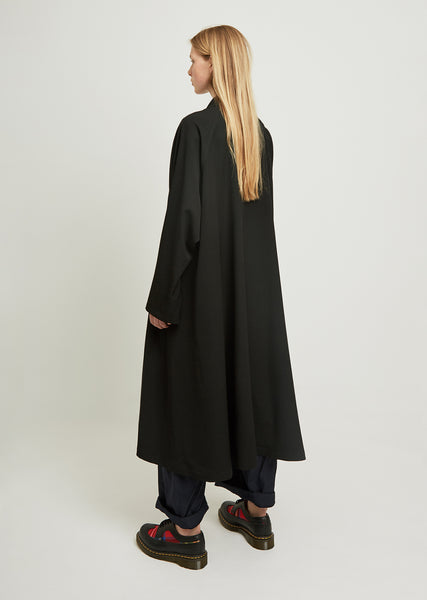 Gabardine Draped Coat by Yohji Yamamoto- La Garçonne