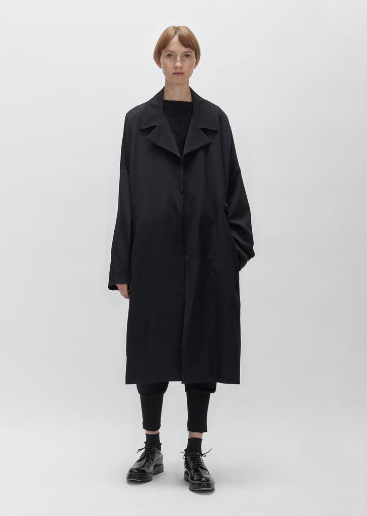 Wool Gabardine Wrap Coat