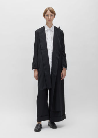 Gabardine Asymmetric Long Blazer