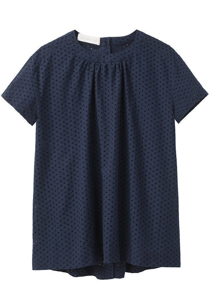 Button Back Eyelet Top