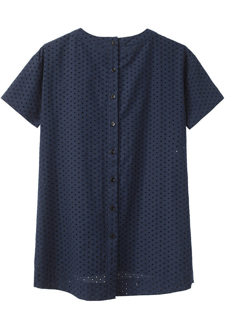 Button Back Eyelet Top