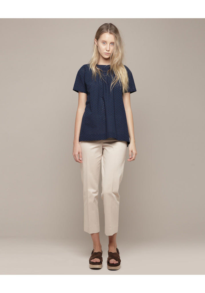 Button Back Eyelet Top