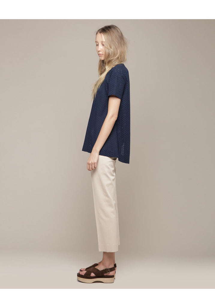 Button Back Eyelet Top