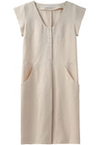 Cap Sleeve Linen Dress