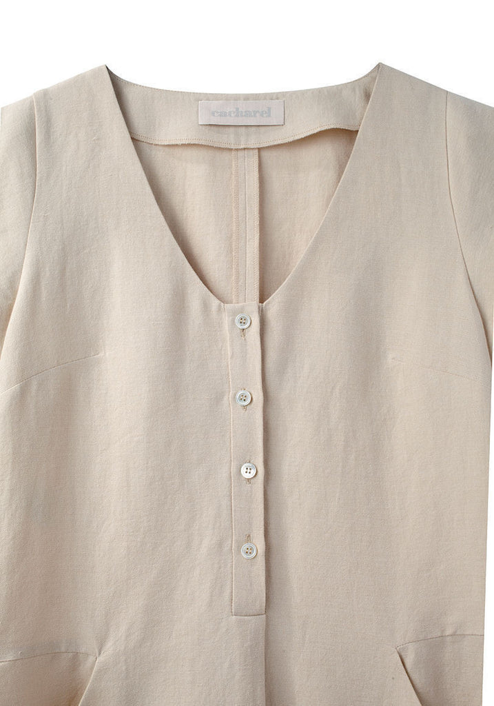 Cap Sleeve Linen Dress