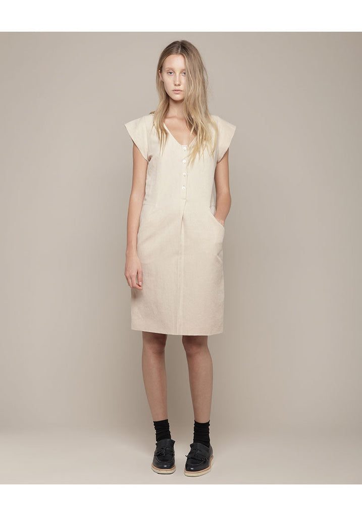 Cap Sleeve Linen Dress
