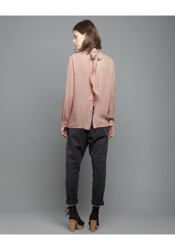 Open Back Silk Blouse