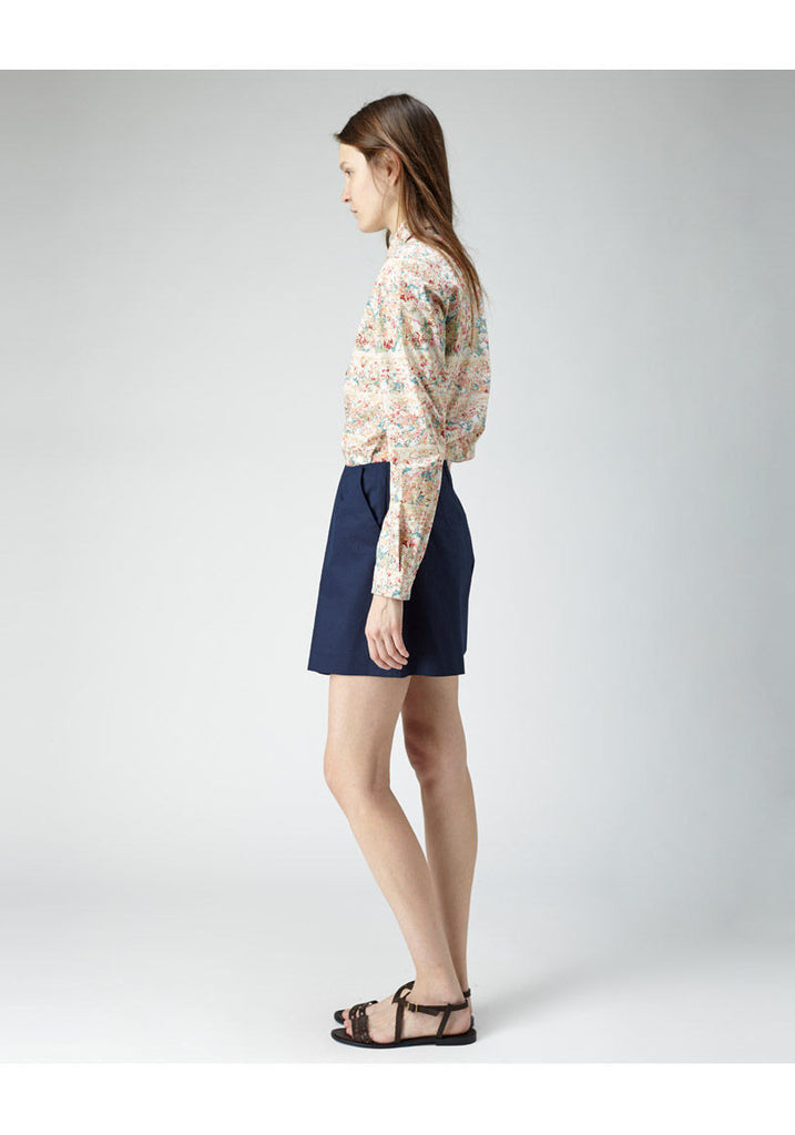 Pleated Cotton Shorts