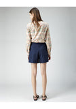 Pleated Cotton Shorts