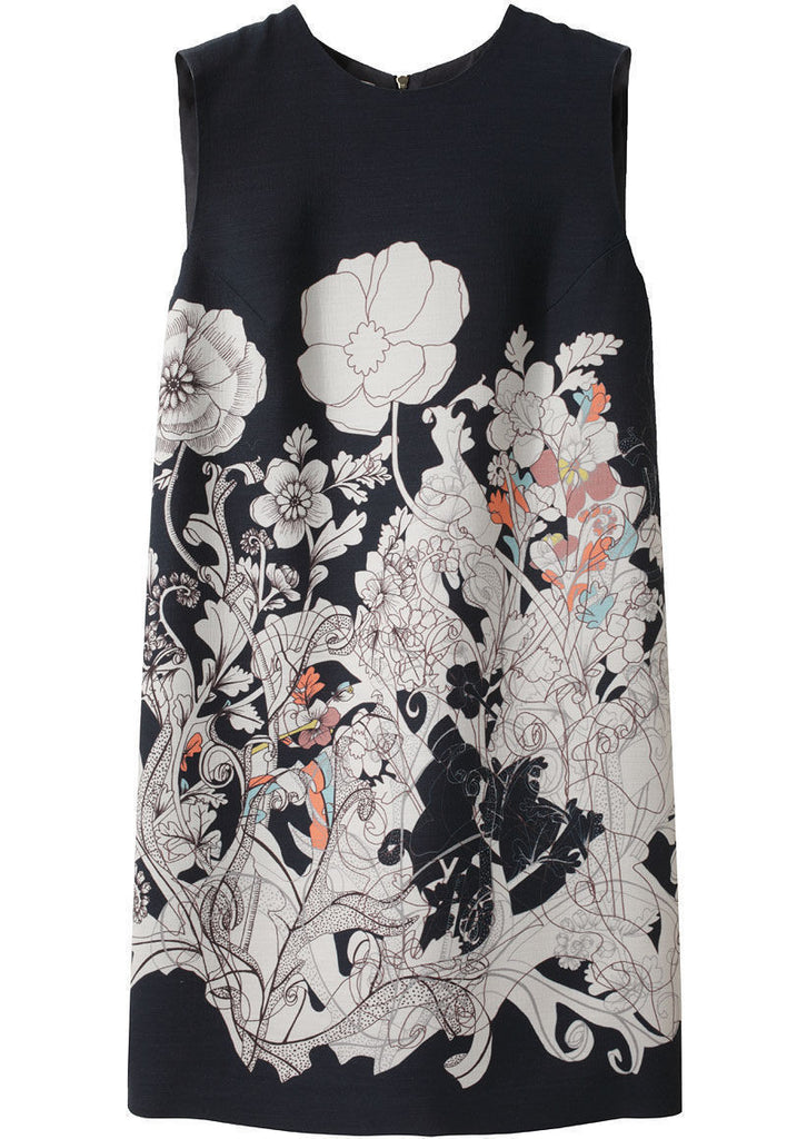 Printed Wool Silk Shift