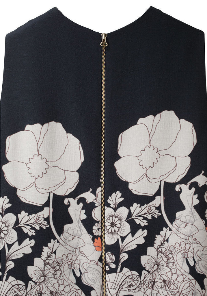 Printed Wool Silk Shift