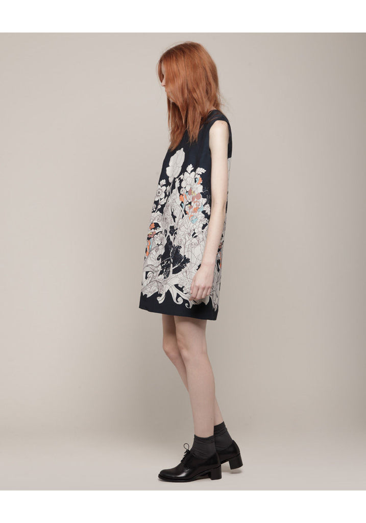 Printed Wool Silk Shift