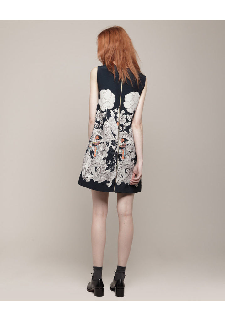 Printed Wool Silk Shift