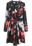 Printed Wrap Tie Dress