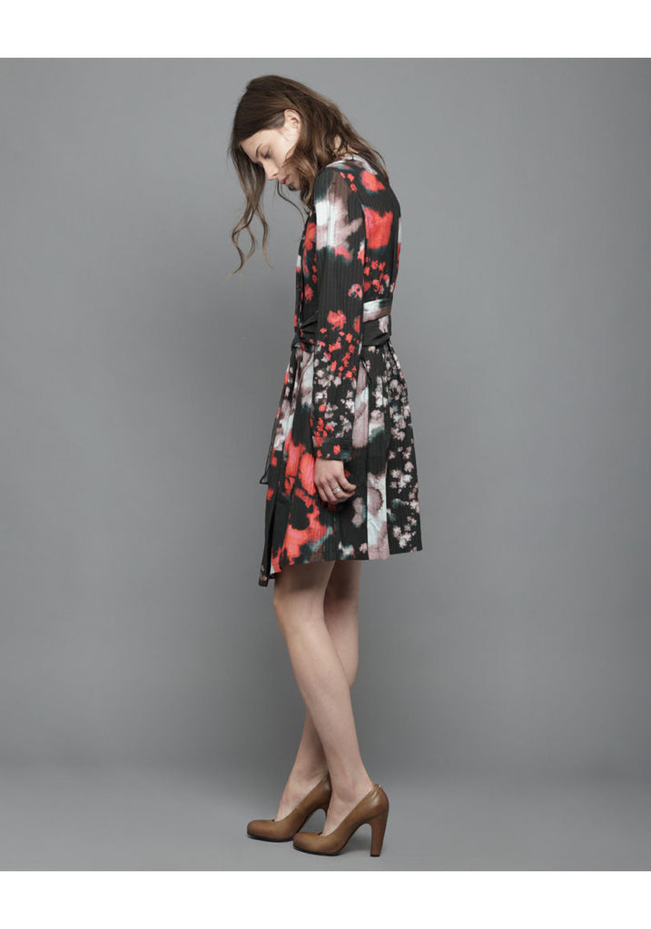 Printed Wrap Tie Dress