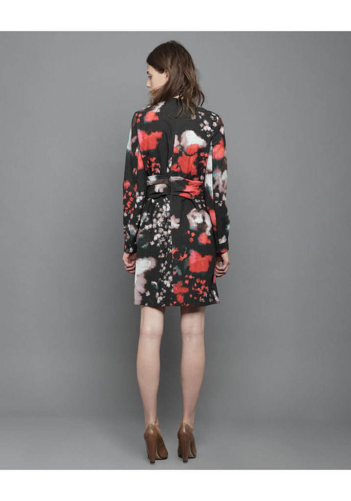 Printed Wrap Tie Dress