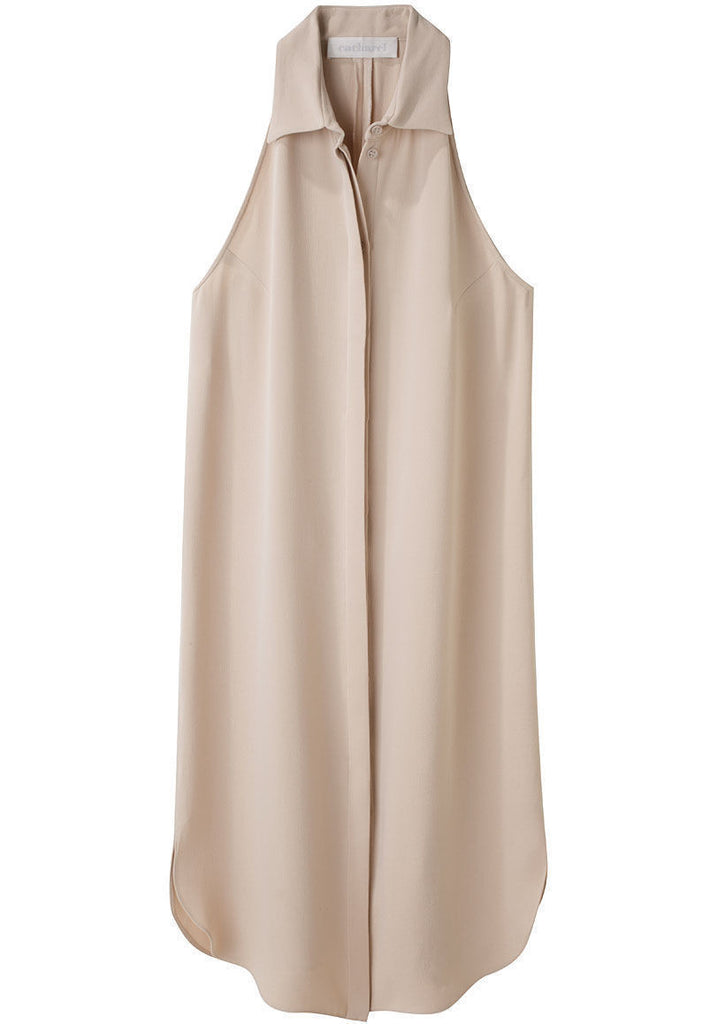 Sleeveless Crepe Shirtdress