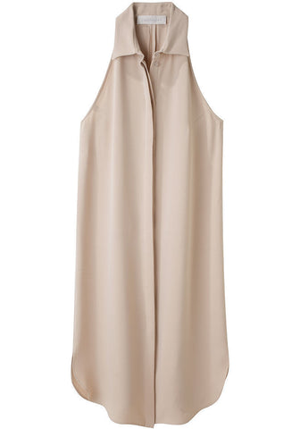 Sleeveless Crepe Shirtdress