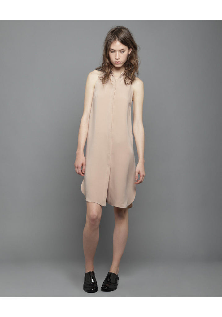 Sleeveless Crepe Shirtdress