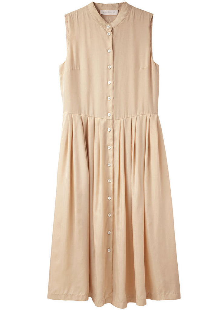 Sleeveless Satin Shirtdress