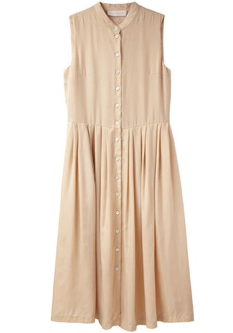 Sleeveless Satin Shirtdress