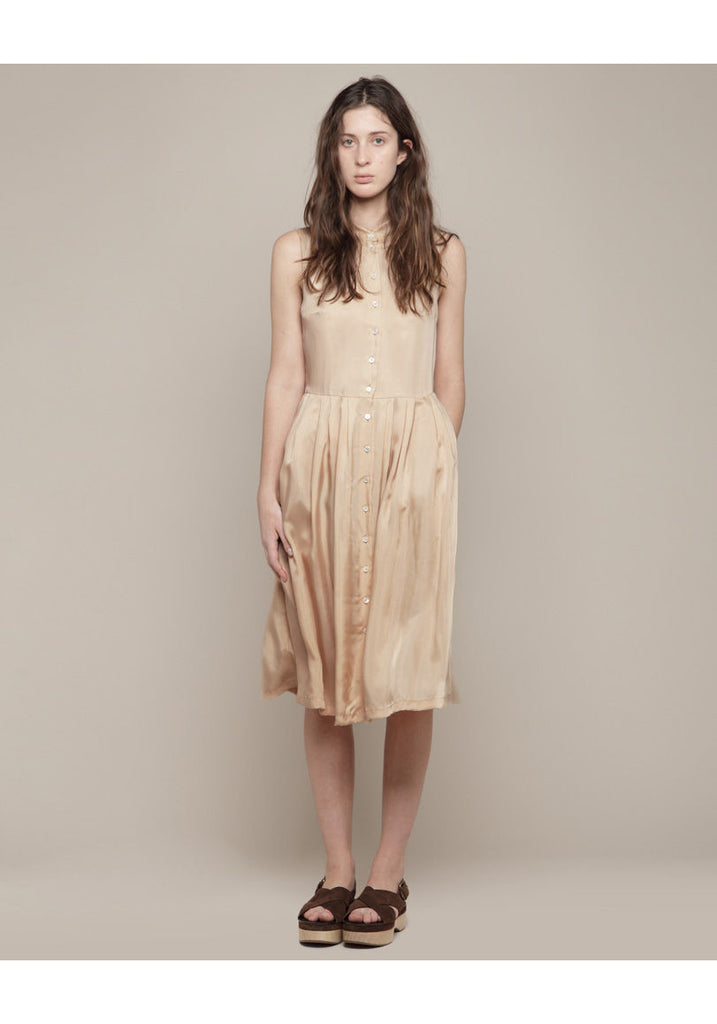 Sleeveless Satin Shirtdress