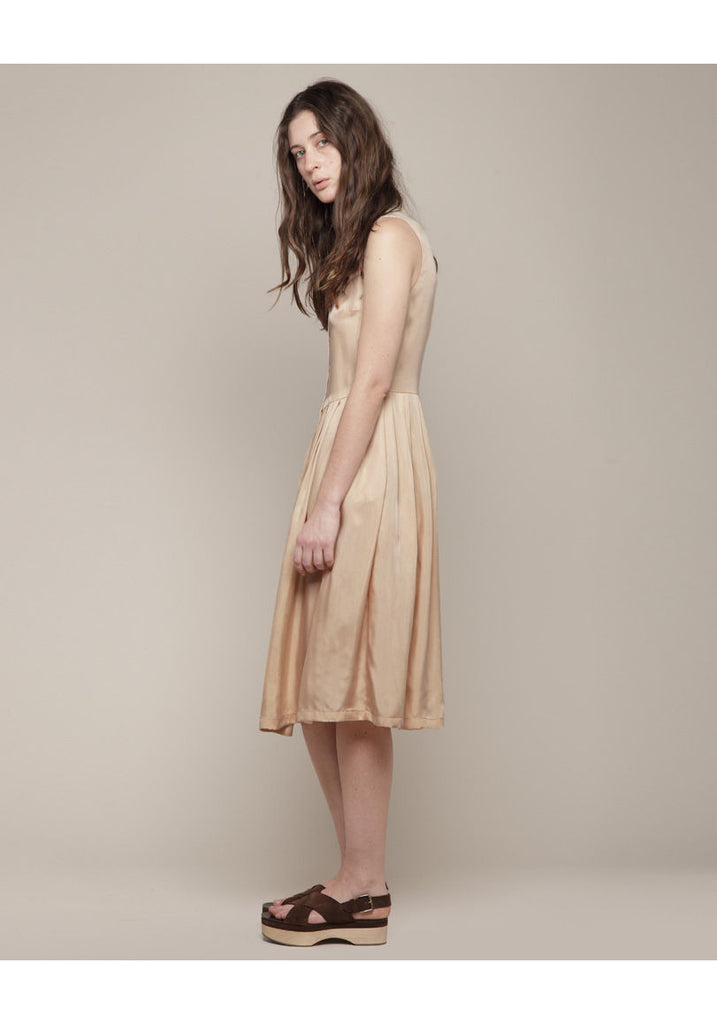 Sleeveless Satin Shirtdress