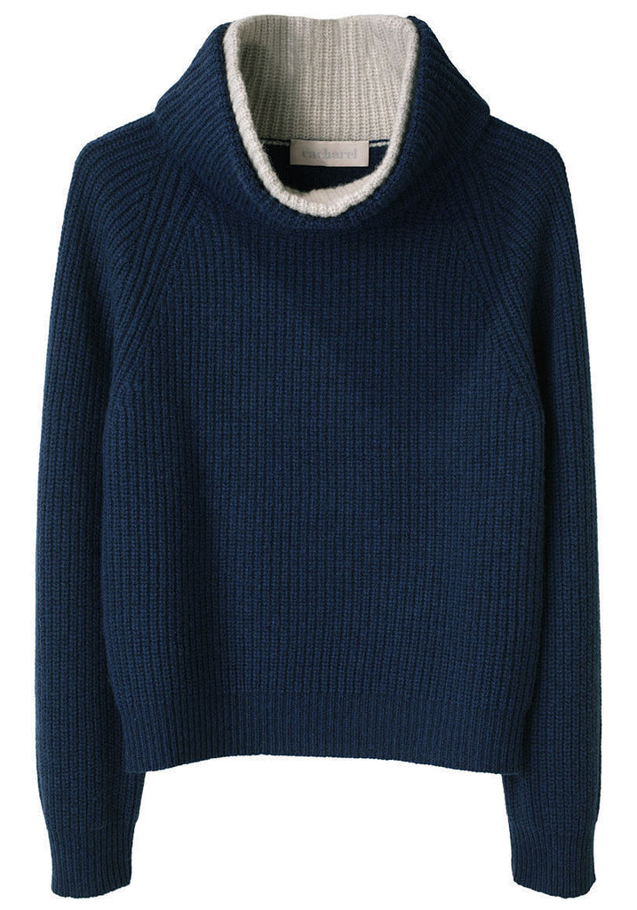 Two-Tone Turtleneck Sweater