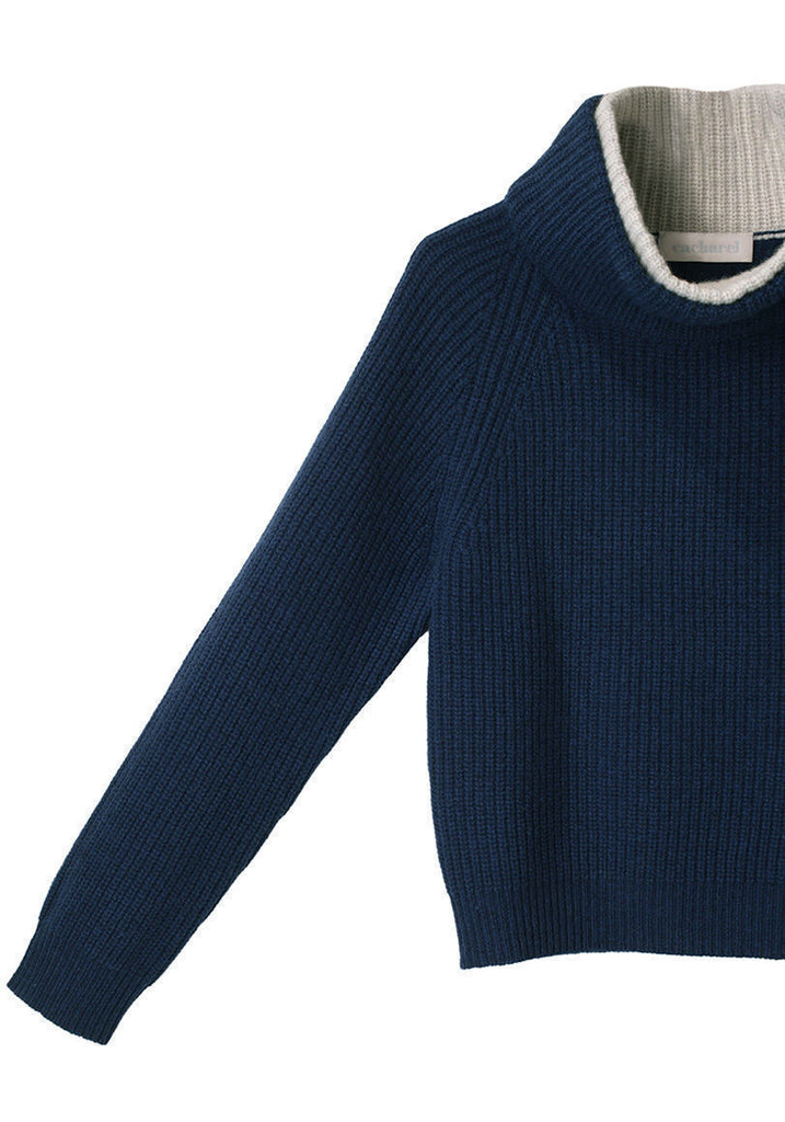 Two-Tone Turtleneck Sweater