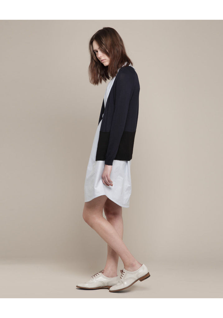 Bi-Fabric Colorblock Cardigan